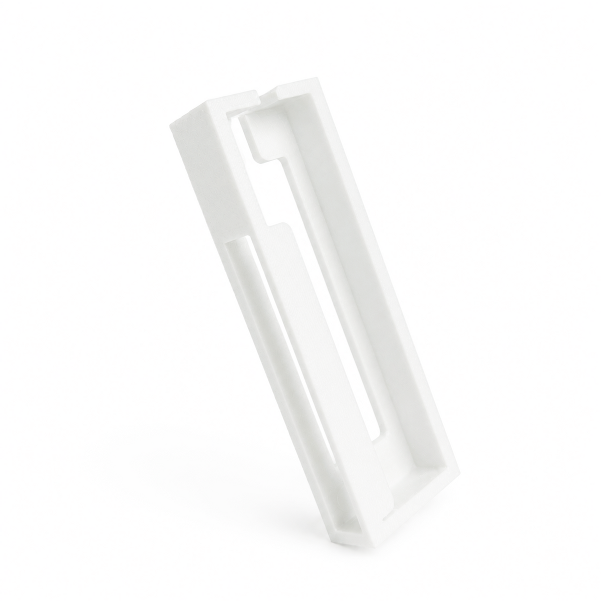 Front view of white HubMount magnetic case for an Anker USB hub on a white background.