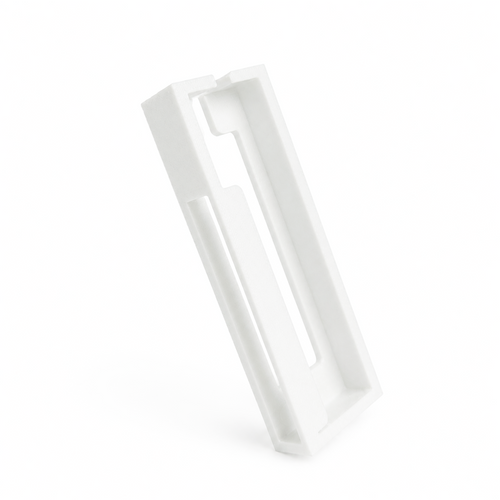 Front view of white HubMount magnetic case for an Anker USB hub on a white background.